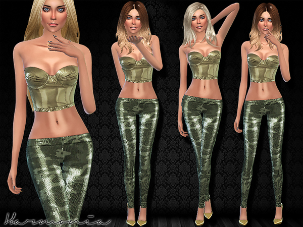 Sims 4 — Harmonia TS4 Set 010 by Harmonia — Add a little va-va-voom to your evening-ready looks with this metallic bra