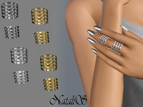 Sims 3 — NataliS_TS3 Stacks ring set  FA-YA by Natalis — Set of 8 stackable shining metal rings on the middle finger. For