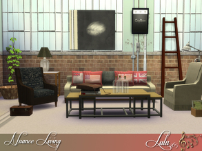 Sims 4 — Nuance Living Room by Lulu265 — An industrial loft set , Packed with little nicknacks , comfy sofa's and chairs