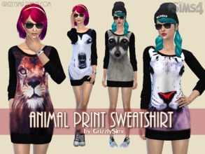 Sims 4 — HIS & HER Animal and Random Print Sweatshirts by GrizzlySimr — Animal print sweatshirts has 7 different
