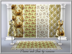 Sims 3 — Flowers and Trees_marcorse by marcorse — Four Fabric patterns in shades of yellow.