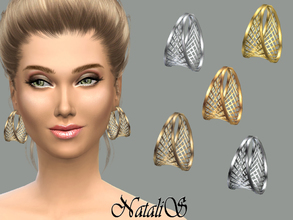 Sims 4 — NataliS_Cage hoop earrings FT-FA by Natalis — Modern cage style hoop earrings. Shining polished metal in 5