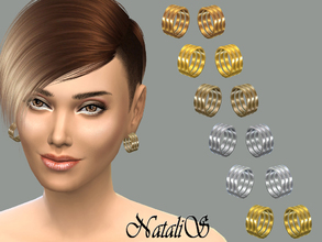Sims 4 — NatalIS_Stacks earrings FT-FA by Natalis — Stackable shining metal earrings. 7 colors. FT-FA-YA.