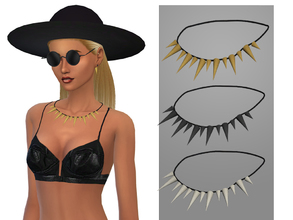 Sims 4 — ShakeProductionsLOOKBOOK-Necklace by ShakeProductions — Spike-golden necklace 2 colors! - NEW MESH 