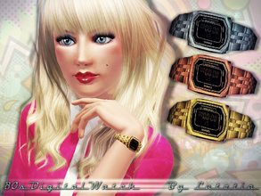 Sims 3 — 80s Casio Digital Watch by Lutetia — This set contains a vintage inspired digital watch in the style of the 80s