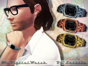 Sims 3 — 80s Casio Digital Watch - Male by Lutetia — A vintage inspired digital watch in the style of the 80s ~ Works for