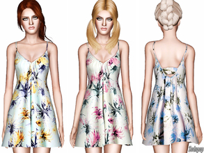 Sims 3 — Palm Tree Print Babydoll Dress by zodapop — This dress features layers of palm trees, a low-skimming back, and a
