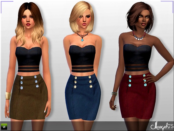 Sims 4 — S4 Liliana Dress by Margeh-75 — -a cute outfit that has a crop transparent bandage top with button skirt for