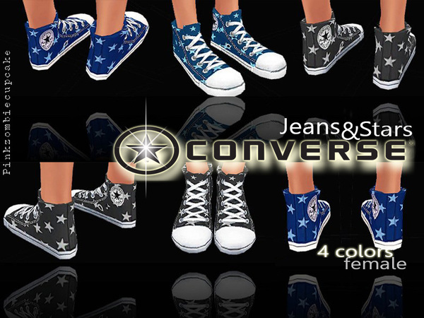 Sims 4 — Converse Jeans&Stars by Pinkzombiecupcakes — For female sims(everyday shoes). With high level of details. 4