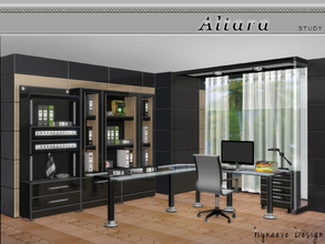 Sims 4 — Altara Study by NynaeveDesign — Widespread simplicity characterizes this study room that mixes modern monochrome