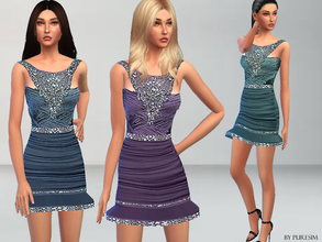 Sims 4 — Embellished Dress by Puresim — A lovely embellished dress. Perfect for prom day! New mesh, all lods, Comes in 3