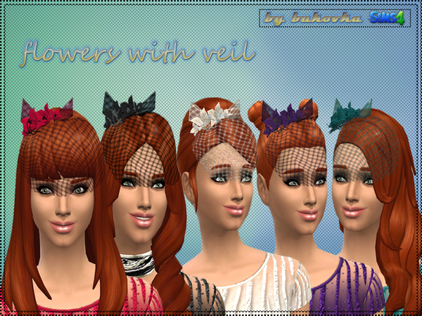 Sims 4 — Flowers with Veil by bukovka — Accessory - a flower with a veil. Is in the category - glasses. Displayed along
