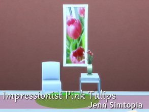 Sims 4 — Impressionist Pink Tulips by Jenn_Simtopia — A lovely Large Impressionist Floral Painting to brighten up your