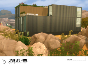 Sims 4 — Open ECO House by k-omu2 — This split-level home is full of surprises, starting with the rooftop garden and the