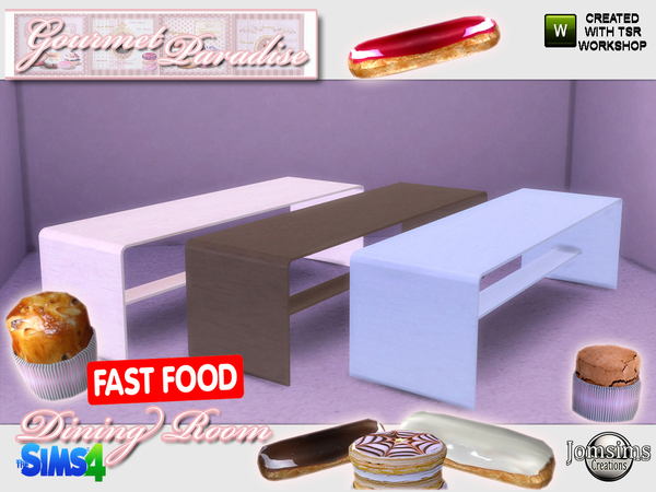 Sims 4 — gourmet paradise dining table by jomsims — gourmet paradise dining table