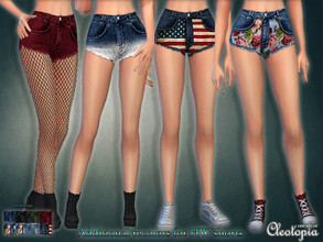 Sims 4 — Set35- High waisted Shorts with prints  by Cleotopia — A very cool version of a pair of simple shorts I've