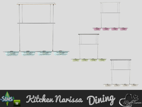 Sims 4 — Dining Narissa Ceilinglight by BuffSumm — 'Happy Meal' with a colorful tableware and clean designed table and