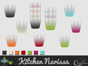 Sims 4 — Dining Narissa Glas I by BuffSumm — 'Happy Meal' with a colorful tableware and clean designed table and chairs.