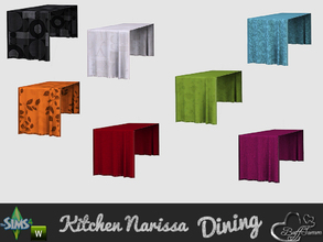 Sims 4 — Dining Narissa Tablecloth by BuffSumm — 'Happy Meal' with a colorful tableware and clean designed table and