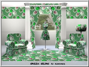 Sims 3 — Green Gears_marcorse by marcorse — Geometric pattern: interlocking gear shapes in green, pink and white