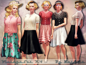 Sims 3 — Vintage Set No 4 by Lutetia — This set contains a vintage inspired blouse and pleated skirt ~ Works for female