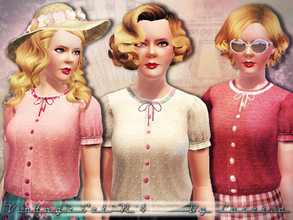 Sims 3 — Vintage Set No 4 - Blouse - Teen by Lutetia — A cute vintage inspired blouse with puffy sleeves and a little bow
