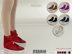 Sims 4 — Madlen Sergio Sneakers by MJ95 — Madlen Sergio Sneakers Stylishly designed high top sneakers for your sim! Come