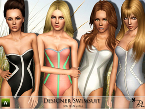Sims 3 — Teen Designer Swimsuit by Black_Lily — Designer Swimsuit for teen girls Swimwear 3 Styles Recolorable