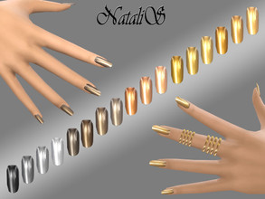 Sims 4 — NataliS_MIrrored metallic nails  FT-FE by Natalis — Amazing collection mirrored nails. 18 metallic shades.
