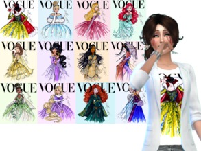 Sims 4 — Disney Princess Vogue Blazer by simmi98x — Graphic shirts with a white blazer Disney Divas for Vogue by Hayden