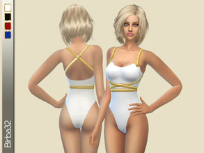 Sims 4 — Swimsuit Gold String by Birba32 — A set with four elegant swimsuits for very important sims, with alpha and gold
