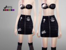 Sims 4 — MFS Riot Skirt by MissFortune — A high waisted skirt with a zipper on both sides. Standalone, Hq texture, custom