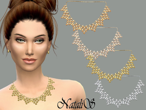 Sims 4 — NataliS_Beads cascade drop necklace FA-FE by Natalis — Beads cascade drop necklace. Metal teardrops cluster in a