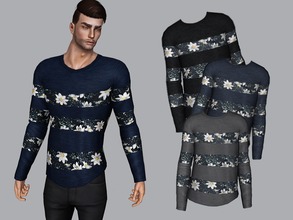Sims 3 — Floral Sweater by Bill_Sims — YA/AM Everyday/Formal/Sleepwear/Athletic Recolorable | 1 channel 3 varations