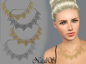 Sims 3 — NataliS TS3 Beads cascade drop necklace FA-FE by Natalis — Beads cascade drop necklace. Metal teardrops cluster