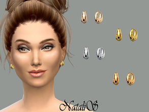 Sims 4 — NataliS_Small metal beads earrings FT-FE by Natalis — Small hoop earrings look like metal teardrops.