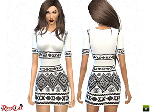 Sims 4 — Aztec Pattern Dress v1 by RedCat — -Only one color. -Everyday and party wear. -Mesh by RedCat.