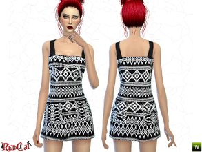 Sims 4 — Aztec Pattern Dress v2 by RedCat — - Only one color. - Everyday and party wear.