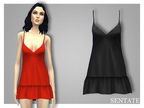 Sims 4 — Odette Dress by Sentate — A short, low cut ruffle dress with loose fit. Super short and super cute! 10 different
