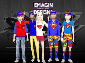 Sims 4 — 2 Boys & Girls Varsity Superman Jackets by emagin3602 — Designed by Emagin Designs