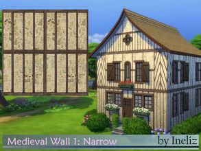 Sims 4 — Medieval Wall 1: Narrow by Ineliz — This masonry wall style is part of the Medieval Walls set. It has a stone