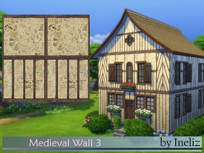 Sims 4 — Medieval Wall 3 by Ineliz — This masonry wall style is part of the Medieval Walls set. It has a stone design