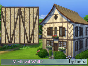 Sims 4 — Medieval Wall 4 by Ineliz — This masonry wall style is part of the Medieval Walls set. It has a stone design