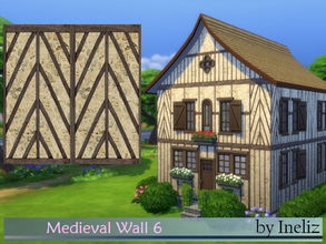 Sims 4 — Medieval Wall 6 by Ineliz — This masonry wall style is part of the Medieval Walls set. It has a stone design