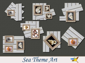 Sims 4 — evi Sea Theme Art set by evi — A set of wall sculpures created with natural wood, silver and glass. The set has
