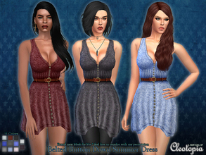 Sims 4 — Set36- Belted Button Down Summer Dress by Cleotopia — This cute little fashionable dress has everything you need