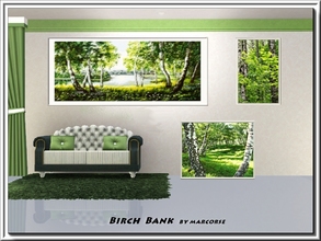 Sims 3 — Birch Bank_marcorse by marcorse — Three painting set of Summer birch trees. 1 file.
