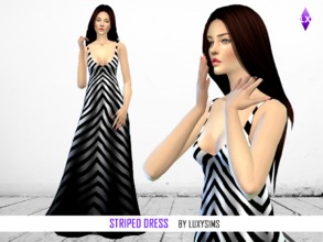 Sims 4 — Striped Dress by LuxySims3 — Only 1 Swatch NEW MESH INCLUDED Age appropiate: adult, teen, young adult and elder.