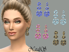Sims 4 — NataliS_Flower-shaped drop earrings FA-FE by Natalis — Day or night, these earrings shine with chic. The