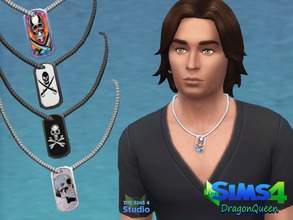 Sims 4 — Skull Tag Set by DragonQueen — A set of four skull themed dog tags for the male Sim.